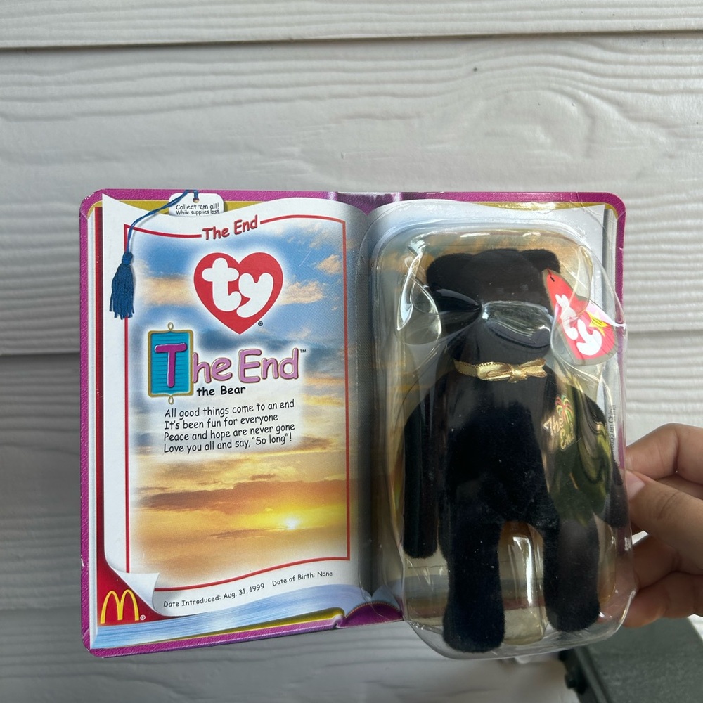 TY Teenie Beanie Baby "The End Bear" - Rare NIB McDonald's 1999 With Errors